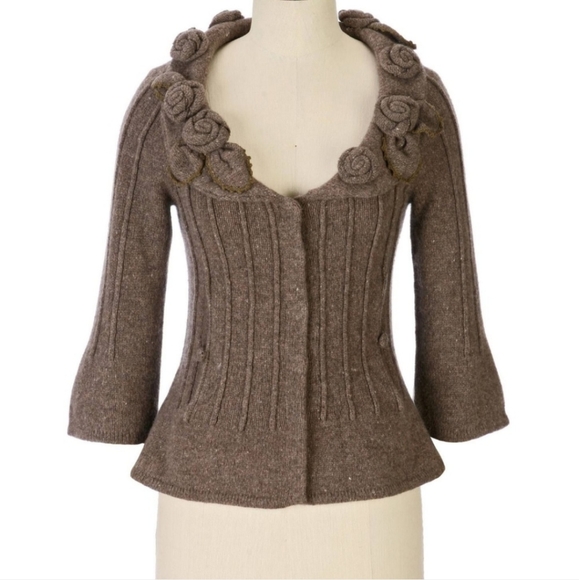 Anthropologie Sweaters - Charlie & Robin Rockrose Rosette Cardigan Snap S